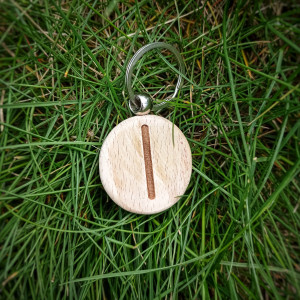 БРЕЛОК ДЕРЕВ'ЯНИЙ РУНА ІССА РУЧНА РОБОТА (KEY RING WOODEN RUNE ISSA HANDMADE)